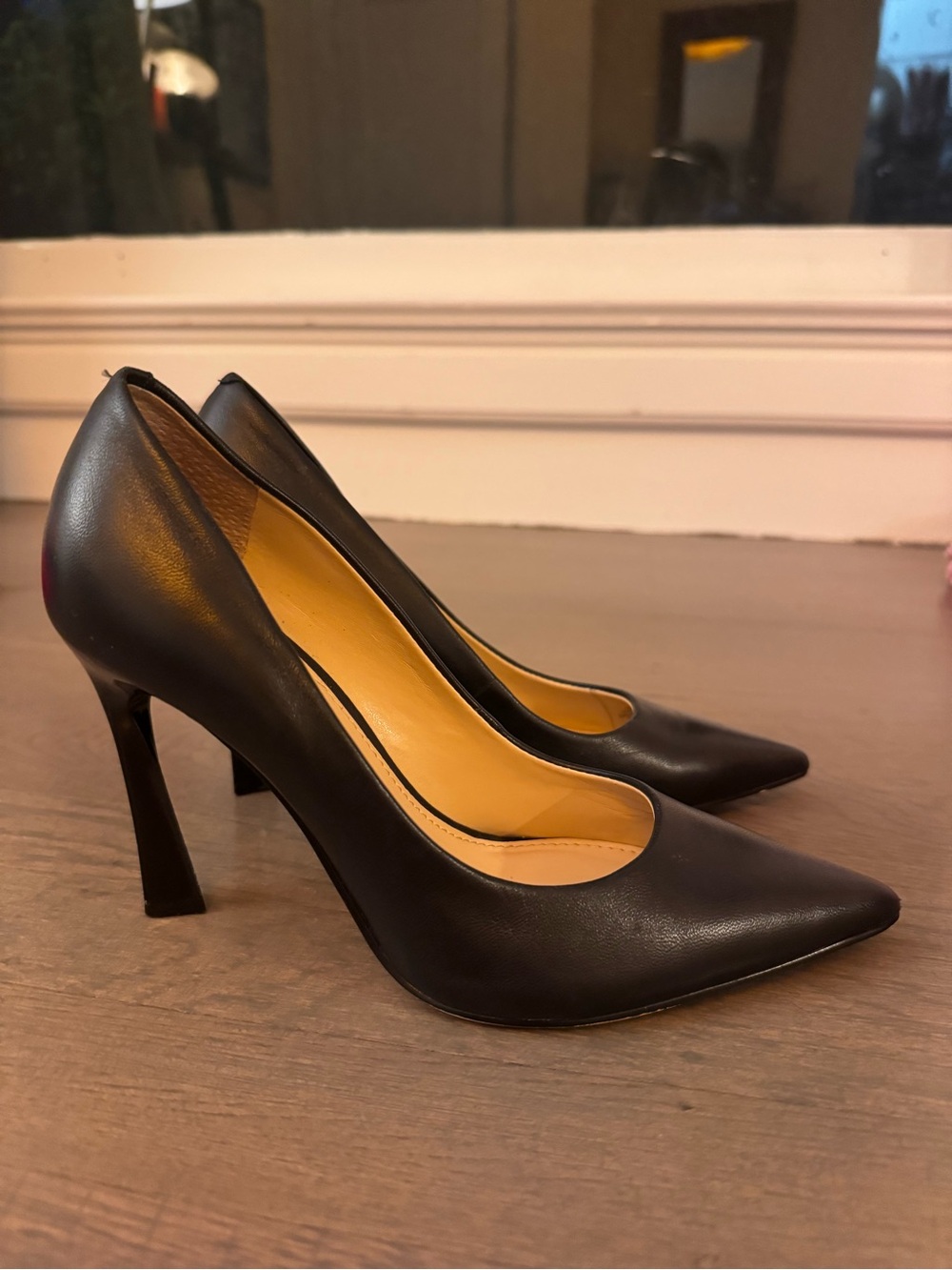 Marc Fisher Black Leather Pointed-Toe High Heels